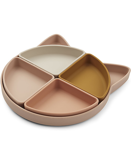 Liewood Arne Divider Plate - Cat - Rose Multi Mix Bowls & Plates