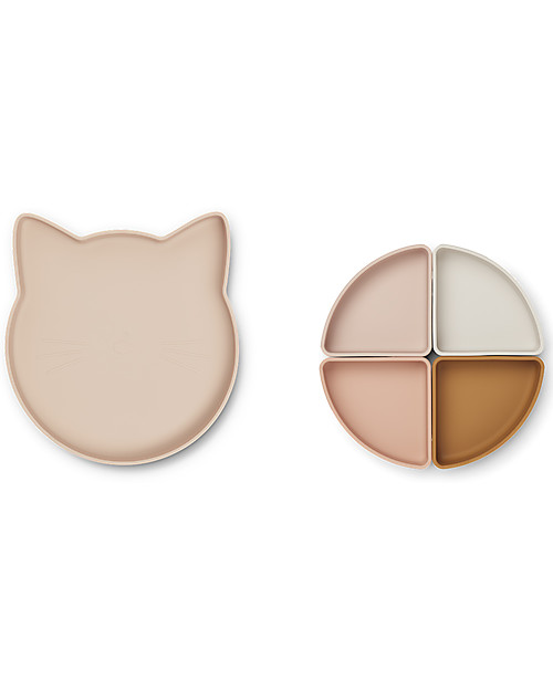 Liewood Arne Divider Plate - Cat - Rose Multi Mix Bowls & Plates
