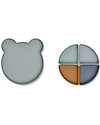 Liewood Arne Divider Plate - Mr Bear - Blue Fog Multi Mix Bowls & Plates