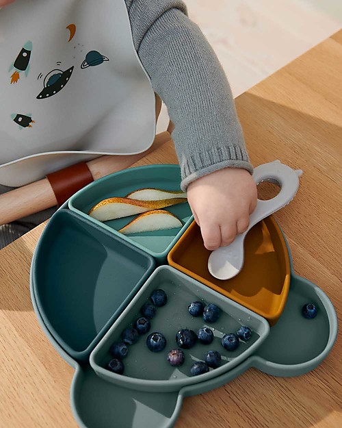 Liewood Arne Divider Plate - Mr Bear - Blue Fog Multi Mix Bowls & Plates