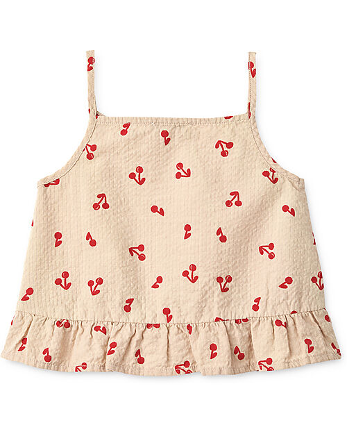 Liewood Aubrey Printed Top - Cherries - Apple Blossom - 100% Organic Cotton Tank Tops