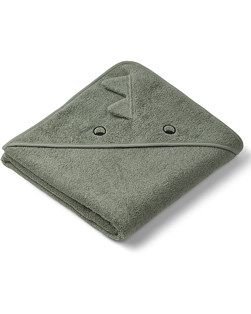 Liewood Augusta Hooded Towel, Dino - Faune Green Towels And Flannels