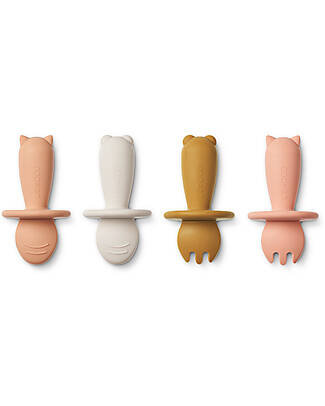 Liewood Avril Baby Cutlery 4-Pack - Tuscany Rose Multi Mix - Silicone Cutlery
