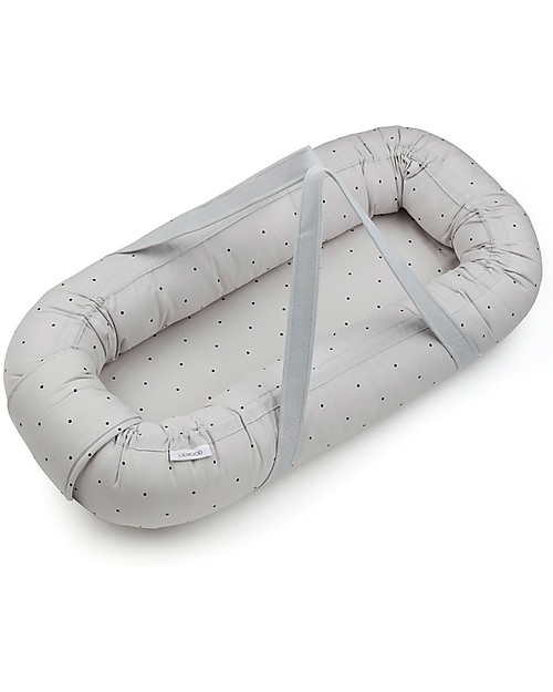 Liewood Babylift Classic Dot, Dumbo Grey - 100% Organic Cotton Baby Nest