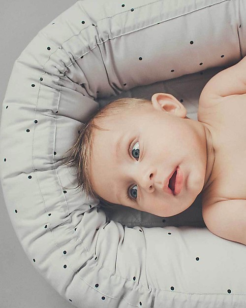 Liewood Babylift Classic Dot, Dumbo Grey - 100% Organic Cotton Baby Nest