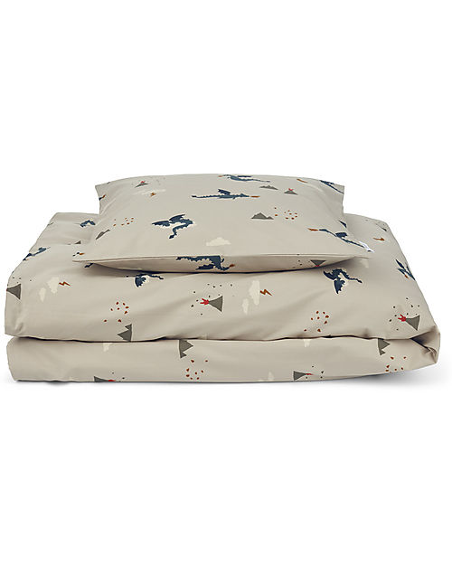 Liewood Carl Adult Bedding - 200 x 140 cm - Little Dragon - Dark Sandy Mix - 100% Organic Cotton Duvet Sets