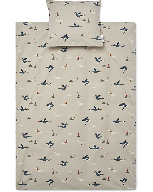 Liewood Carl Adult Bedding - 200 x 140 cm - Little Dragon - Dark Sandy Mix - 100% Organic Cotton Duvet Sets