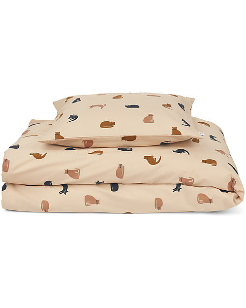 Liewood Carl Adult Bedding - 200 x 140 cm - Miauw - Apple Blossom Mix - 100% Organic Cotton Duvet Sets