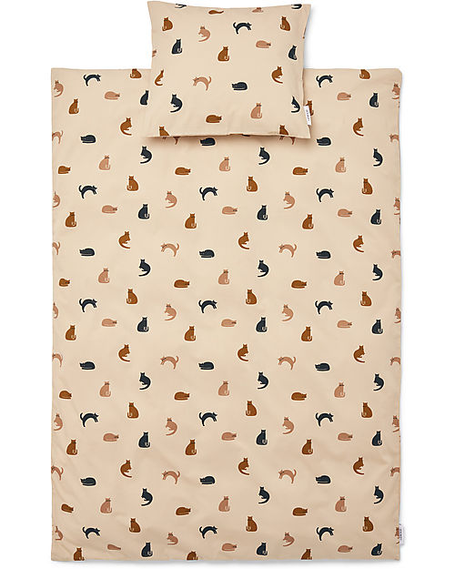 Liewood Carl Adult Bedding - 200 x 140 cm - Miauw - Apple Blossom Mix - 100% Organic Cotton Duvet Sets