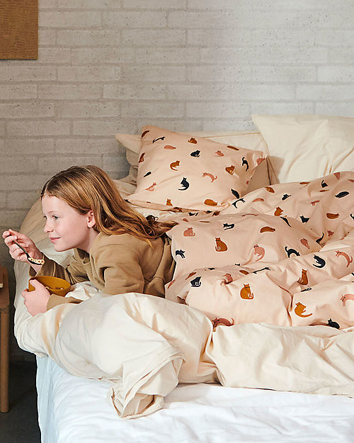 Liewood Carl Adult Bedding - 200 x 140 cm - Miauw - Apple Blossom Mix - 100% Organic Cotton Duvet Sets
