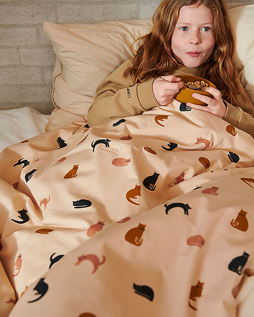 Liewood Carl Adult Bedding - 200 x 140 cm - Miauw - Apple Blossom Mix - 100% Organic Cotton Duvet Sets