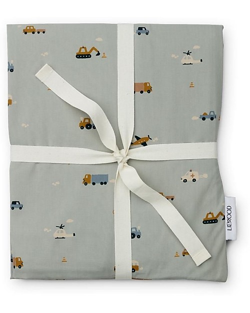 Liewood Carl Adult Bedding - 200 x 140 cm - Vehicles/Dove Blue Mix - 100% Organic Cotton Duvet Sets