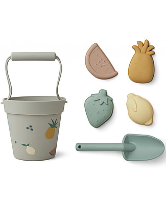 Liewood Dante Beach Set Fruit Dove Blue Multi Mix - Bucket+Shovel+Moulds Beach Toys