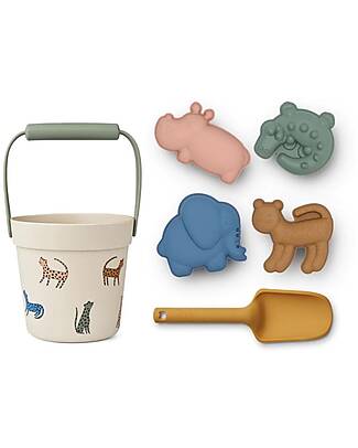 Liewood Dante Beach Set - Leopard Multi Mix - Bucket+Shovel+Moulds Beach Toys