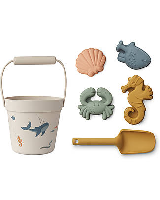 Liewood Dante Beach Set - Sea Creature - Sandy - Bucket+Shovel+Moulds Hair Accessories