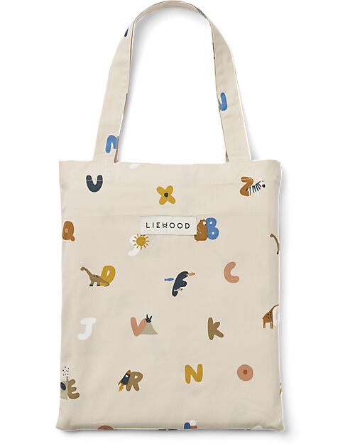 Liewood Duvet Cover and Pillowcase Set - Ingeborg Junior - 100x70 cm - Alphabet - Sand - 100% Organic Cotton Duvet Sets