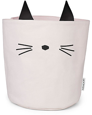 Liewood Ella Storage Basket 30 x 25 cm, Cat Sweet Rose - 100% Organic Cotton Toy Storage Boxes