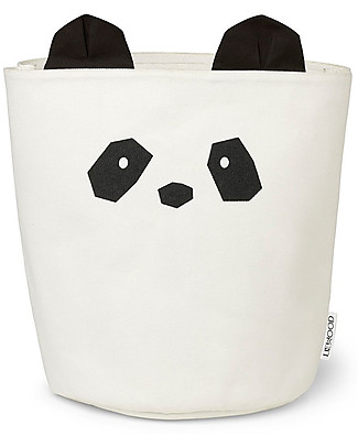 Liewood Ella Storage Basket 30 x 25 cm, Panda Creme de la Creme - 100% Organic Cotton Toy Storage Boxes