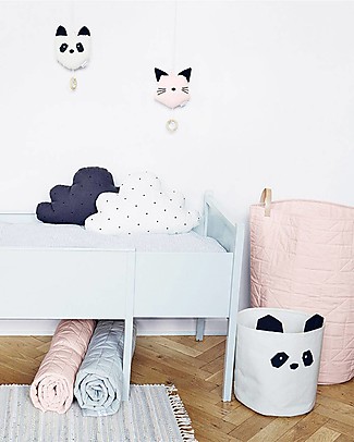 Liewood Ella Storage Basket 30 x 25 cm, Panda Creme de la Creme - 100% Organic Cotton Toy Storage Boxes