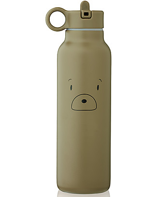 Liewood Falk Children's Steel Thermal Bottle - 350 ml - Mr Bear Khaki Metal Bottles
