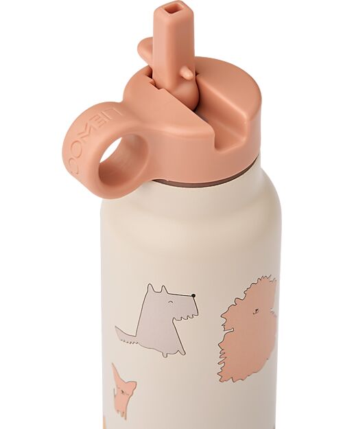 Liewood Falk Steel Thermal Bottle - 350 ml - Cats and Dogs - Sandy Thermos Bottles