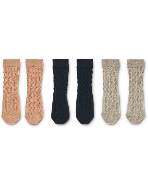 Liewood Flavio Socks 3-pack - Pale Tuscany Mix - Elasticated Cotton Socks