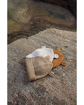 Liewood Gina beanie with teddy Ears in Cotton - Golden Caramel Winter Hats