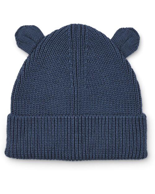 Liewood Gina Beanie with Teddy Ears in Cotton - Indigo Blue Winter Hats