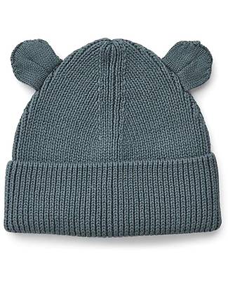 Liewood Gina beanie with Teddy Ears in Cotton - Whale Blue Winter Hats