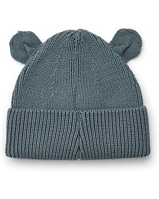 Liewood Gina beanie with Teddy Ears in Cotton - Whale Blue Winter Hats