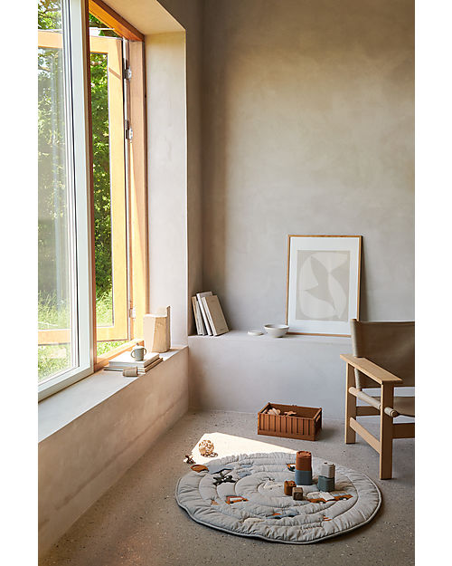 Liewood Gitta Activity Blanket - Vehicles/Dove Blue Mix - Organic Cotton - Diameter 100 cm - Great for Developing Motor Sences and Curiosity! Padded Playmats