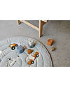 Liewood Gitta Activity Blanket - Vehicles/Dove Blue Mix - Organic Cotton - Diameter 100 cm - Great for Developing Motor Sences and Curiosity! Padded Playmats