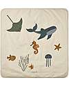 Liewood Glenn Activity Blanket - Sea Creature/Sandy Mix - Organic Cotton - 110 x 110 cm - Great for Developing Motor Sences and Curiosity! Playmats