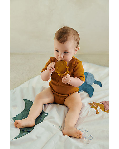 Liewood Glenn Activity Blanket - Sea Creature/Sandy Mix - Organic Cotton - 110 x 110 cm - Great for Developing Motor Sences and Curiosity! Playmats