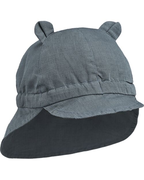 Liewood Gorm Linen Sun Hat With Ears - Whale blue - Organic Cotton and Linen Sunhats