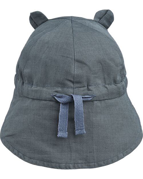 Liewood Gorm Linen Sun Hat With Ears - Whale blue - Organic Cotton and Linen Sunhats