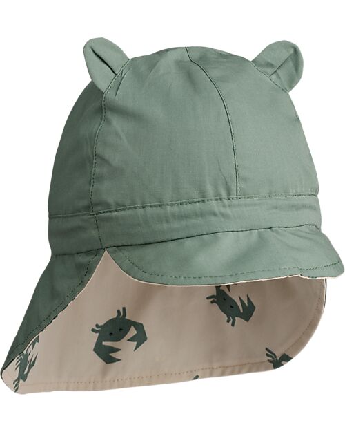 Liewood Gorm Sun Hat - Reversible - Sand/Green - 100% Organic Cotton Sunhats