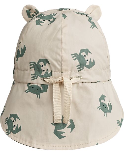 Liewood Gorm Sun Hat - Reversible - Sand/Green - 100% Organic Cotton Sunhats