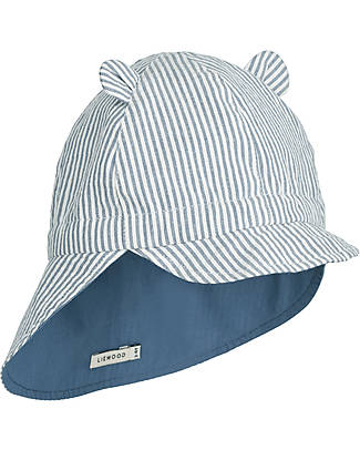 Liewood Gorm Sun Hat - Stripes Blue Wave/Creme de la Creme - 100% Organic Cotton Sunhats