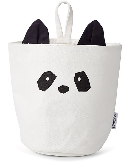 Liewood Hanging Storage Basket 18 x 14,5 cm, Panda Creme de la Creme - 100% Organic Cotton Storage organisers