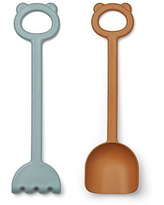 Liewood Hilda Shovel & Rake Set - Mustard & Sea Blue Beach Toys