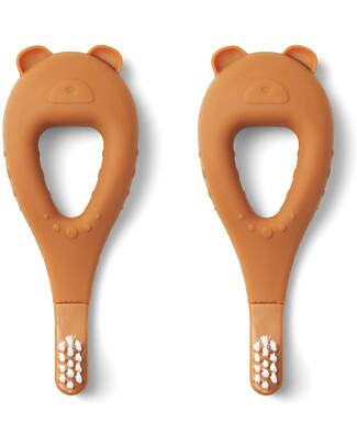 Liewood Janelle Toothbrush 2-pack - 100% Soft Silicone and Nylon - Mustard Toothbrush