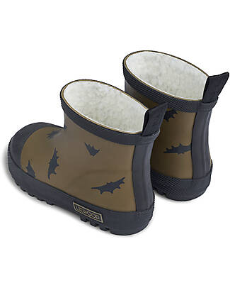 Liewood Jesse Thermo Rainboot - Bat/Khaki - Natural Rubber Lined with Eco Fur Wellies