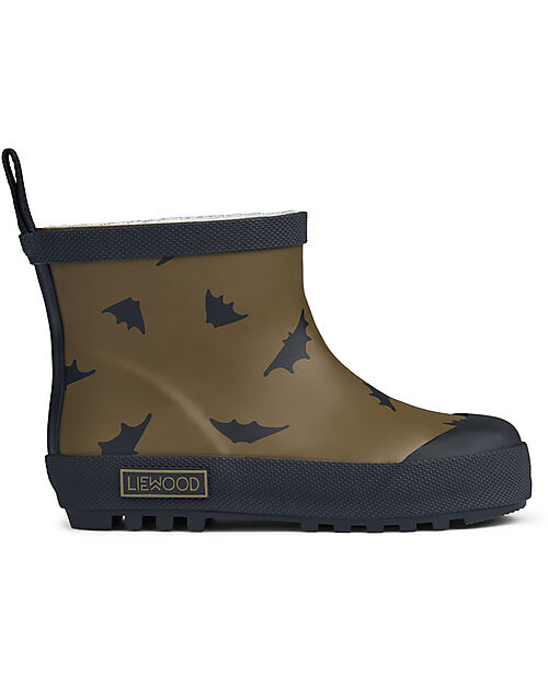 Liewood Jesse Thermo Rainboot - Bat/Khaki - Natural Rubber Lined with Eco Fur Wellies
