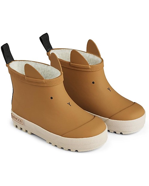 Liewood Jesse Thermo Rainboot - Golden Caramel/Sandy Mix - Natural Rubber Lined with Eco Fur Wellies