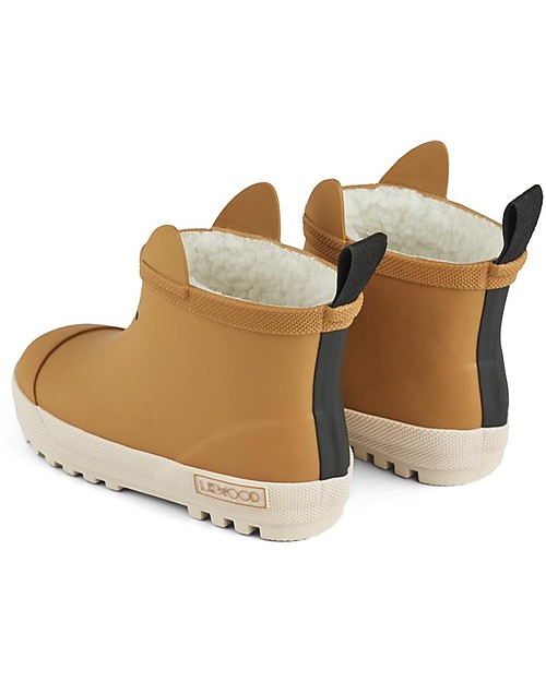 Liewood Jesse Thermo Rainboot - Golden Caramel/Sandy Mix - Natural Rubber Lined with Eco Fur Wellies