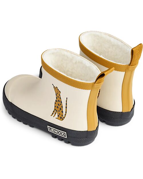 Liewood Jesse Thermo Rainboot - Leopard/Sandy Mix - Natural Rubber Lined with Eco Fur Wellies