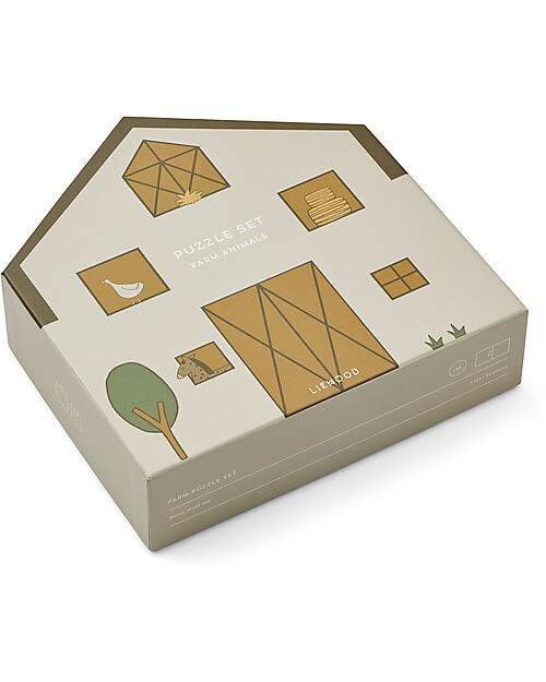 Liewood Jimmie Puzzle - Farm - Sand - 35 Pieces - 100% FSC Paper Puzzles