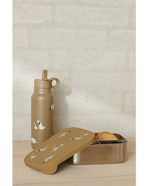 Liewood Joni Set  - Arthur Lunchbox + Falk Water Bottle - Oat Mix - Dog Thermos Bottles