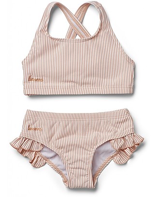 Liewood Juliet Bikini Seersucker - Coral Blush/Creme de la Creme Stripes - UPF 50+ Bikinis And Tankinis